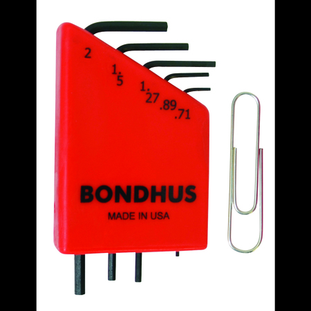BONDHUS Set 5 Hex L-Wrench .71-2.0MM in Clamshell with Card 12242
